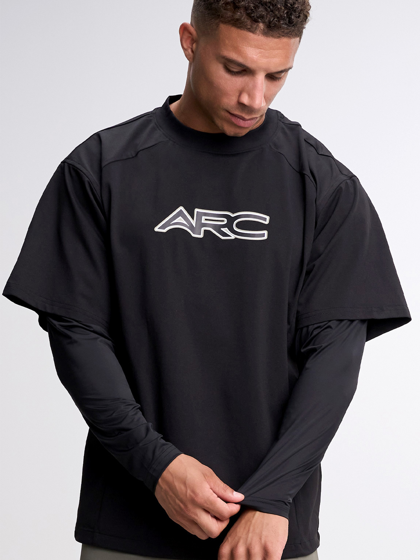 Men's Loose Fit Raglan Sleeve Casual 2 In 1 T-Shirt