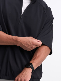 Men's Solid Color Raglan Short Sleeve Zip-Up Casual Shirt