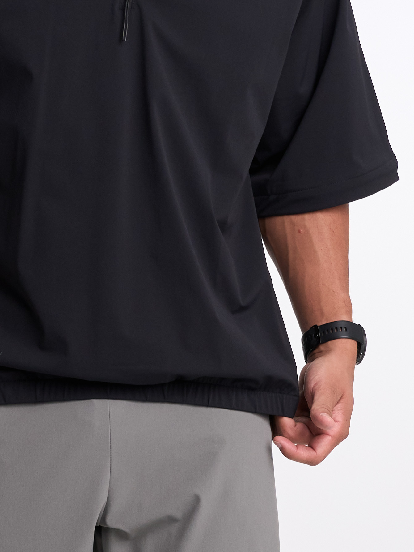 Men's Solid Color Raglan Short Sleeve Zip-Up Casual Shirt