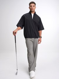 Men's Solid Color Raglan Short Sleeve Zip-Up Casual Shirt