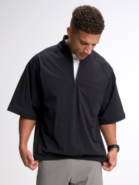 Men's Solid Color Raglan Short Sleeve Zip-Up Casual Shirt