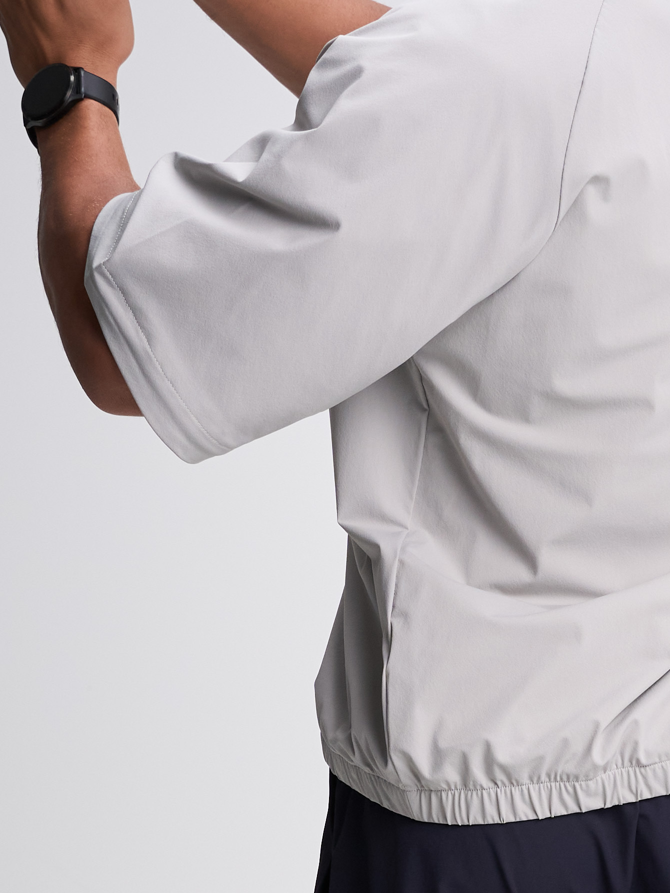 Men's Solid Color Raglan Short Sleeve Zip-Up Half Placket Casual Shirt