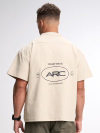 Men's Casual Versatile Letter Print Short Sleeve T-Shirt ARC1096-TFU-Tofu, Apricot Color