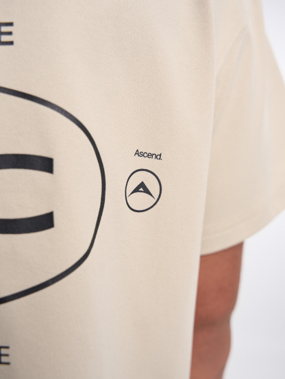 Men's Casual Versatile Letter Print Short Sleeve T-Shirt ARC1096-TFU-Tofu, Apricot Color