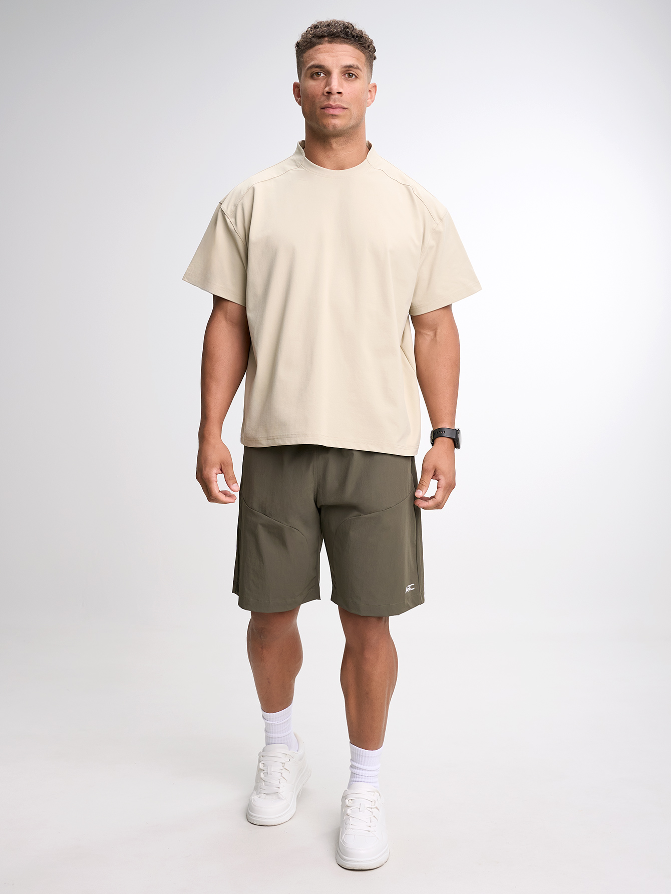 Men's Casual Versatile Letter Print Short Sleeve T-Shirt ARC1096-TFU-Tofu, Apricot Color
