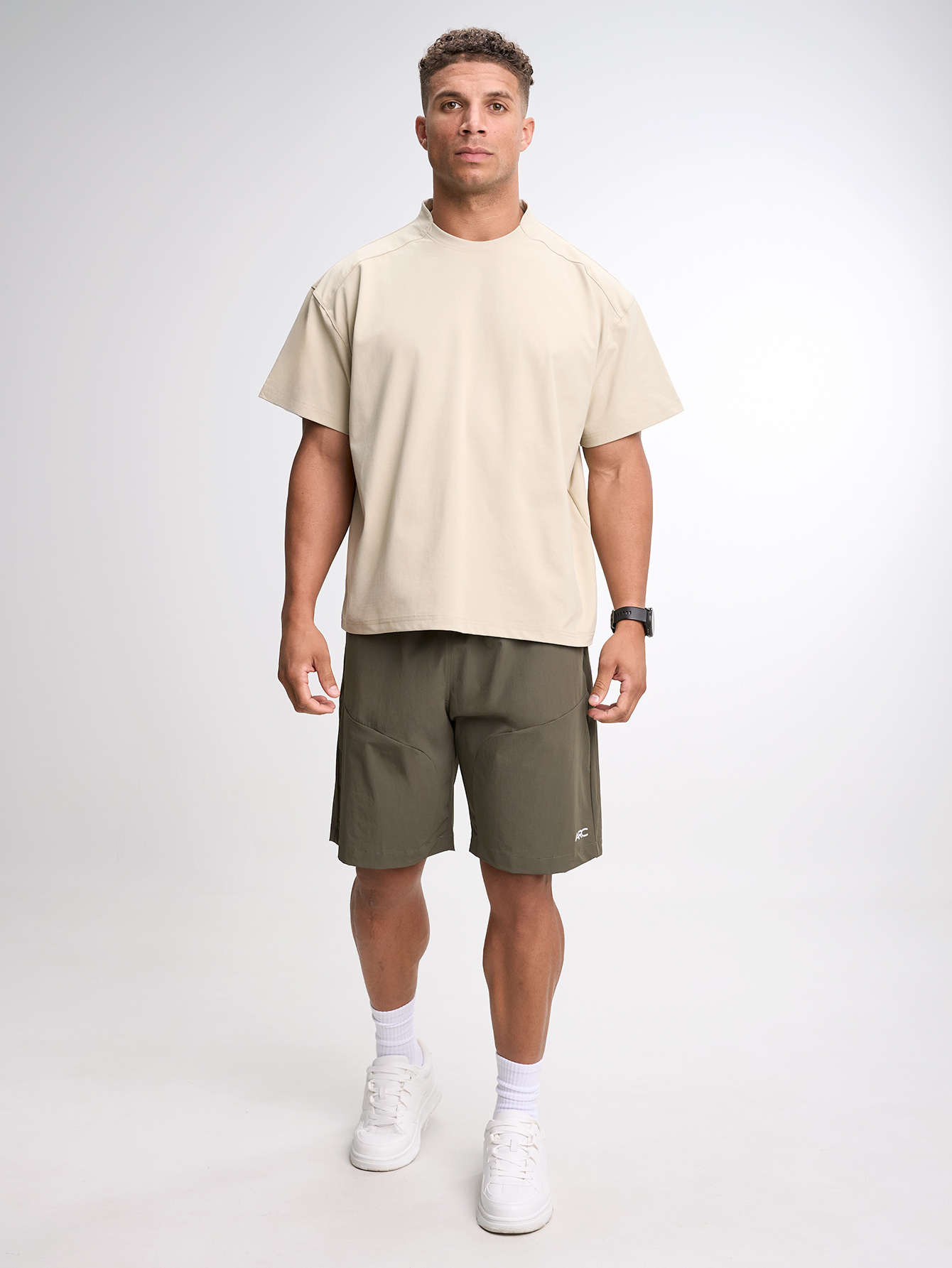 Men's Casual Versatile Letter Print Short Sleeve T-Shirt ARC1096-TFU-Tofu, Apricot Color