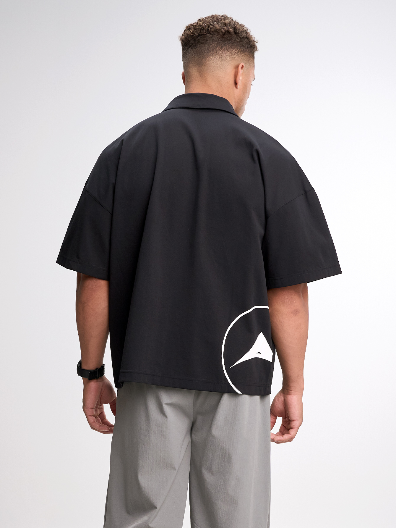 Men's Casual Versatile Letter Print Oversized Sports T-Shirt Button Down