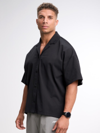 Men's Casual Versatile Letter Print Oversized Sports T-Shirt Button Down