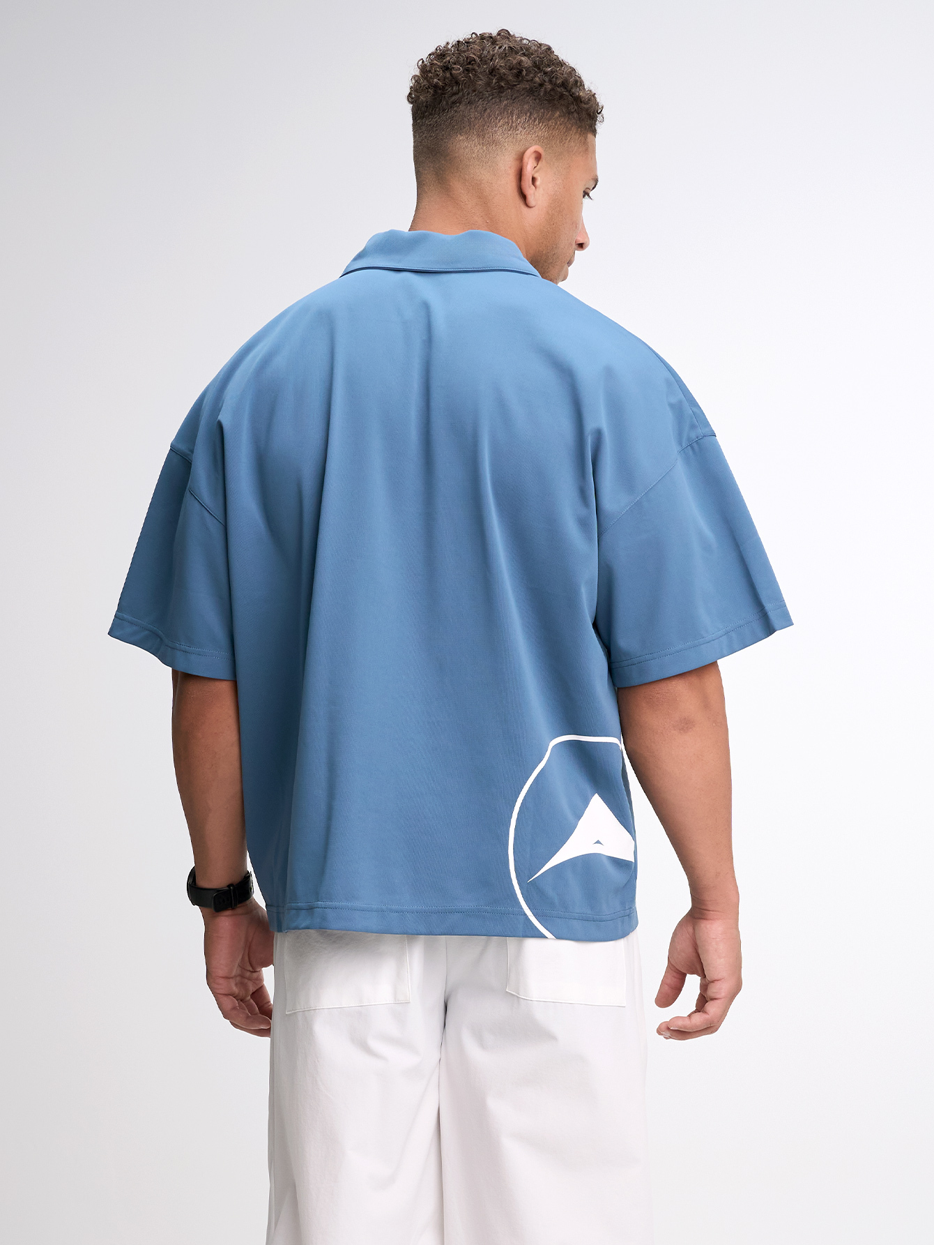 Men's Casual Versatile Letter Print Oversized Sports T-Shirt Button Down