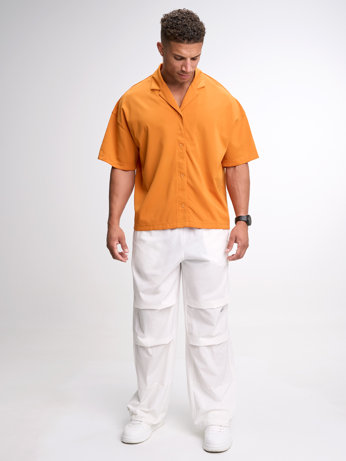 Men's Casual Versatile Letter Print Oversized Sports T-Shirt Button Down