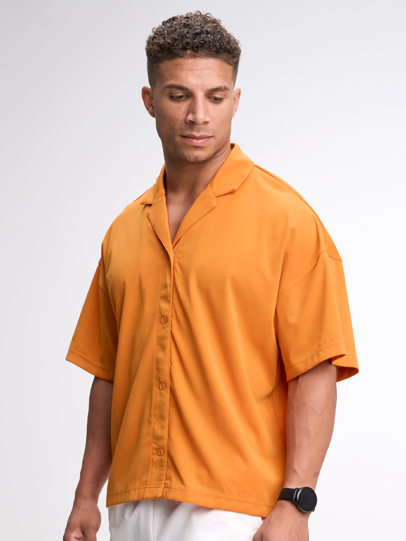 Men's Casual Versatile Letter Print Oversized Sports T-Shirt Button Down