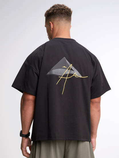 Men's Casual Versatile Letter Print Oversized Sports T-Shirt