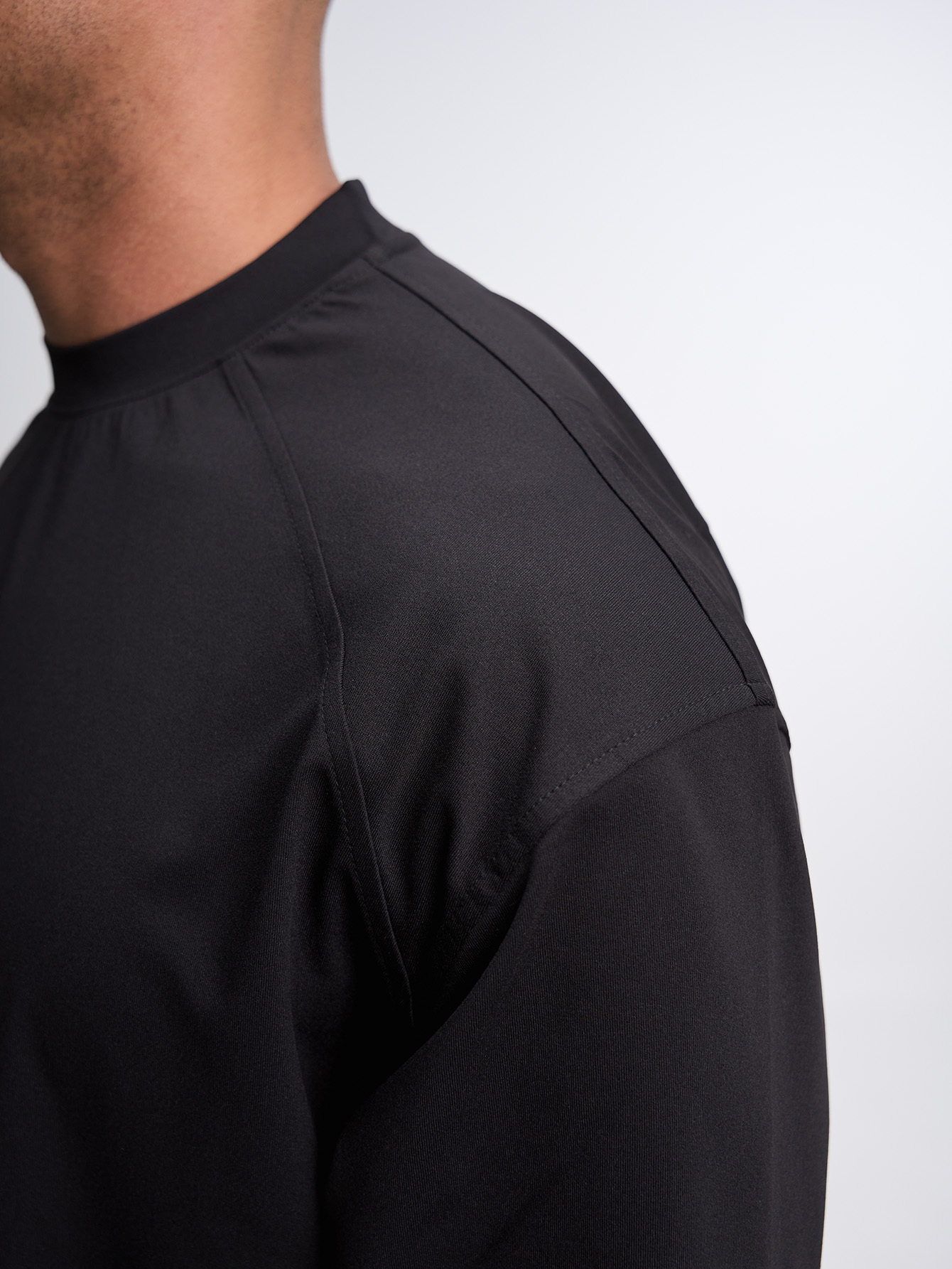 Men's Casual Solid Color Long Sleeve T-Shirt ARC-1103-BLK