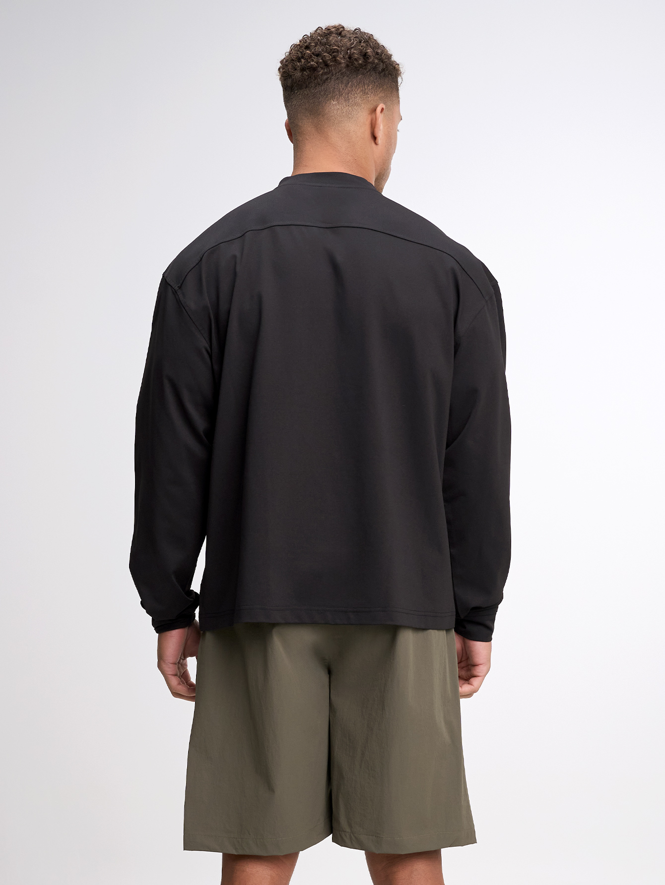 Men's Casual Solid Color Long Sleeve T-Shirt ARC-1103-BLK