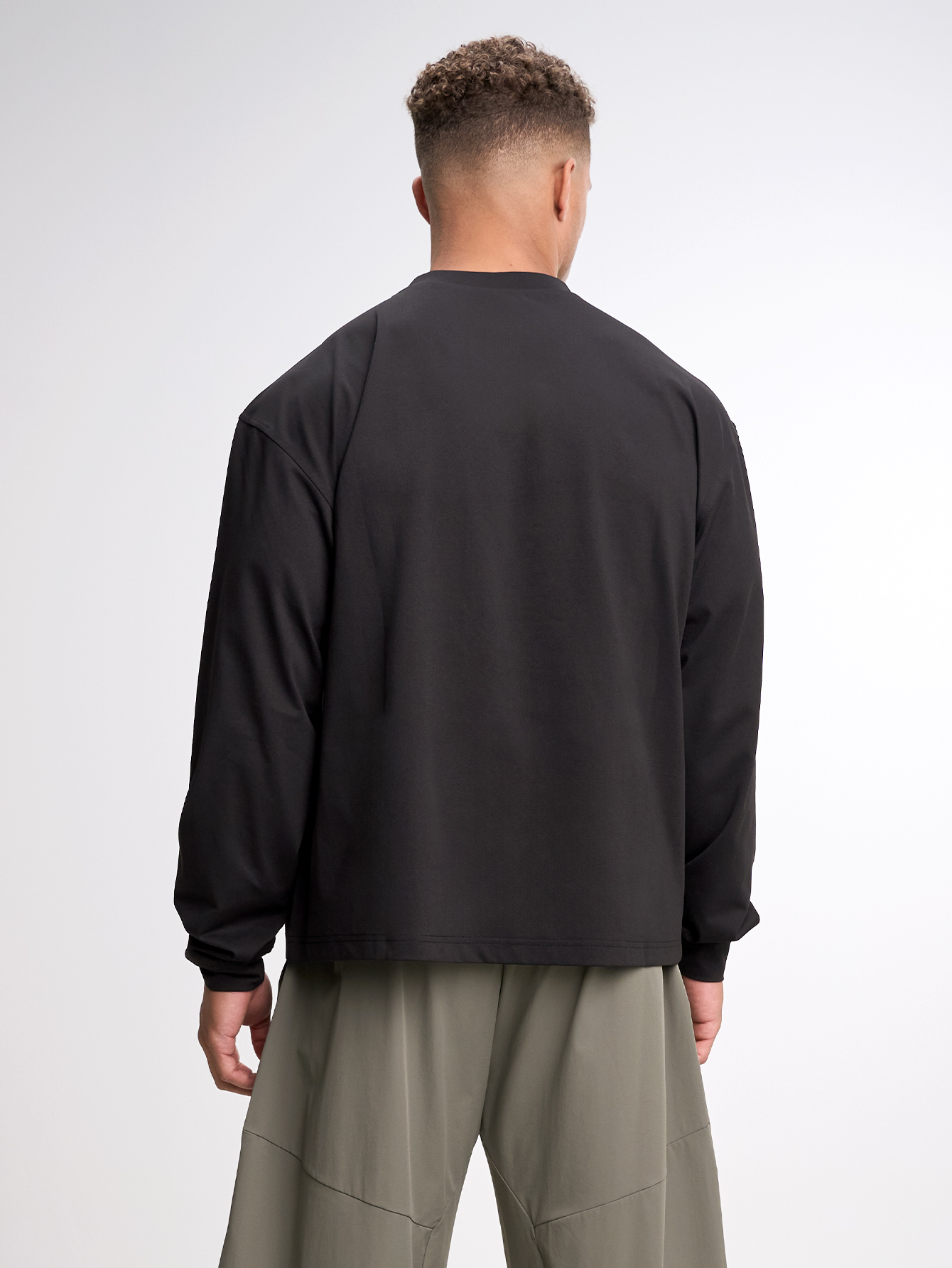 Men's Casual Solid Color Long Sleeve T-Shirt ARC-1104-BLK