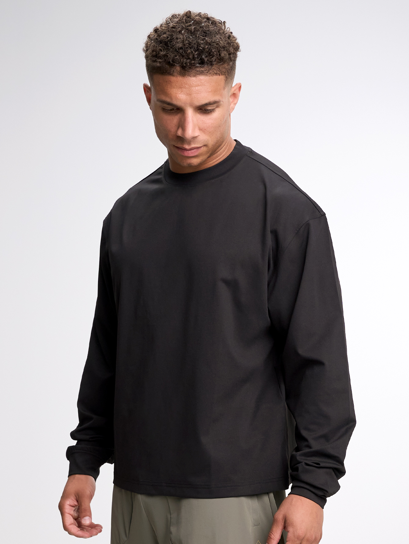 Men's Casual Solid Color Long Sleeve T-Shirt ARC-1104-BLK