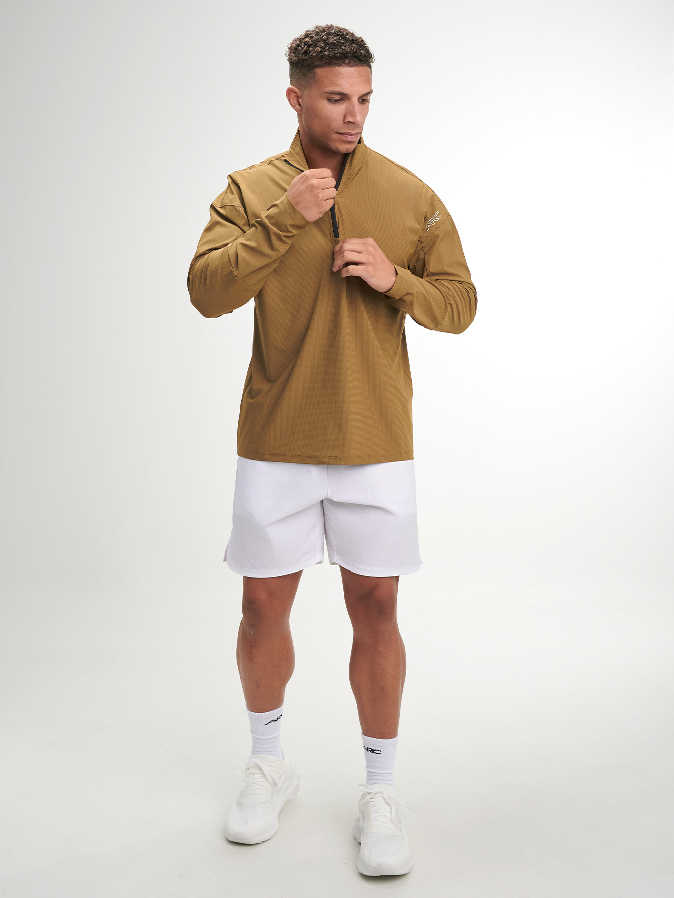 ARC1117-BRN-Men Letter Print Long Sleeve Outdoor T-Shirt