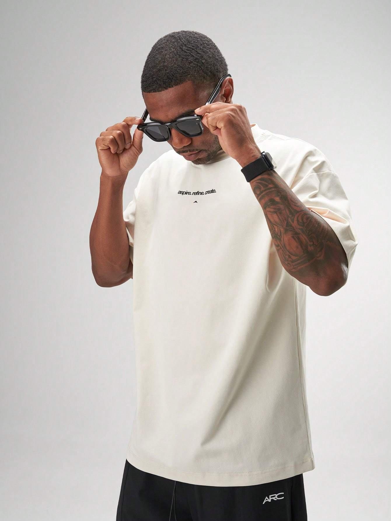 Men's Letter Print Round Neck Short Sleeve Casual Versatile T-Shirt, Summer