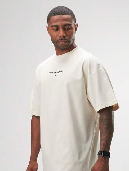 Men's Letter Print Round Neck Short Sleeve Casual Versatile T-Shirt, Summer