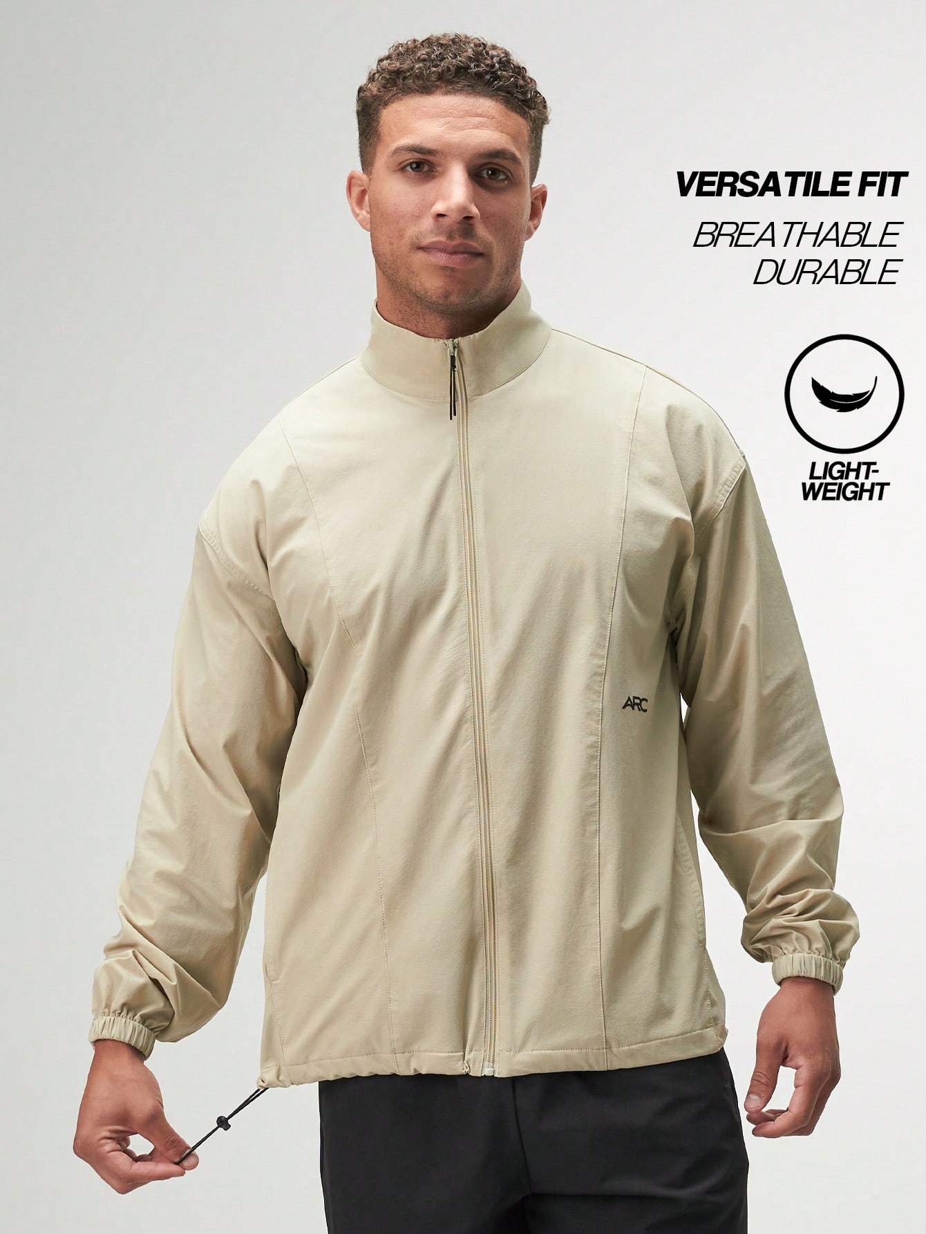 ARC Activewear Full Zip Sweater Jacket Performance Top Gym Workout Long Sleeve Track Suit