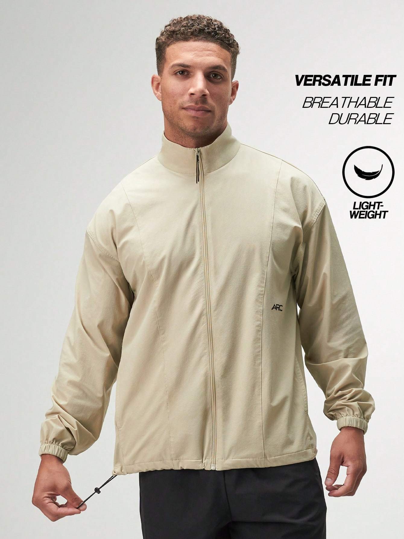 ARC Activewear Full Zip Sweater Jacket Performance Top Gym Workout Long Sleeve Track Suit