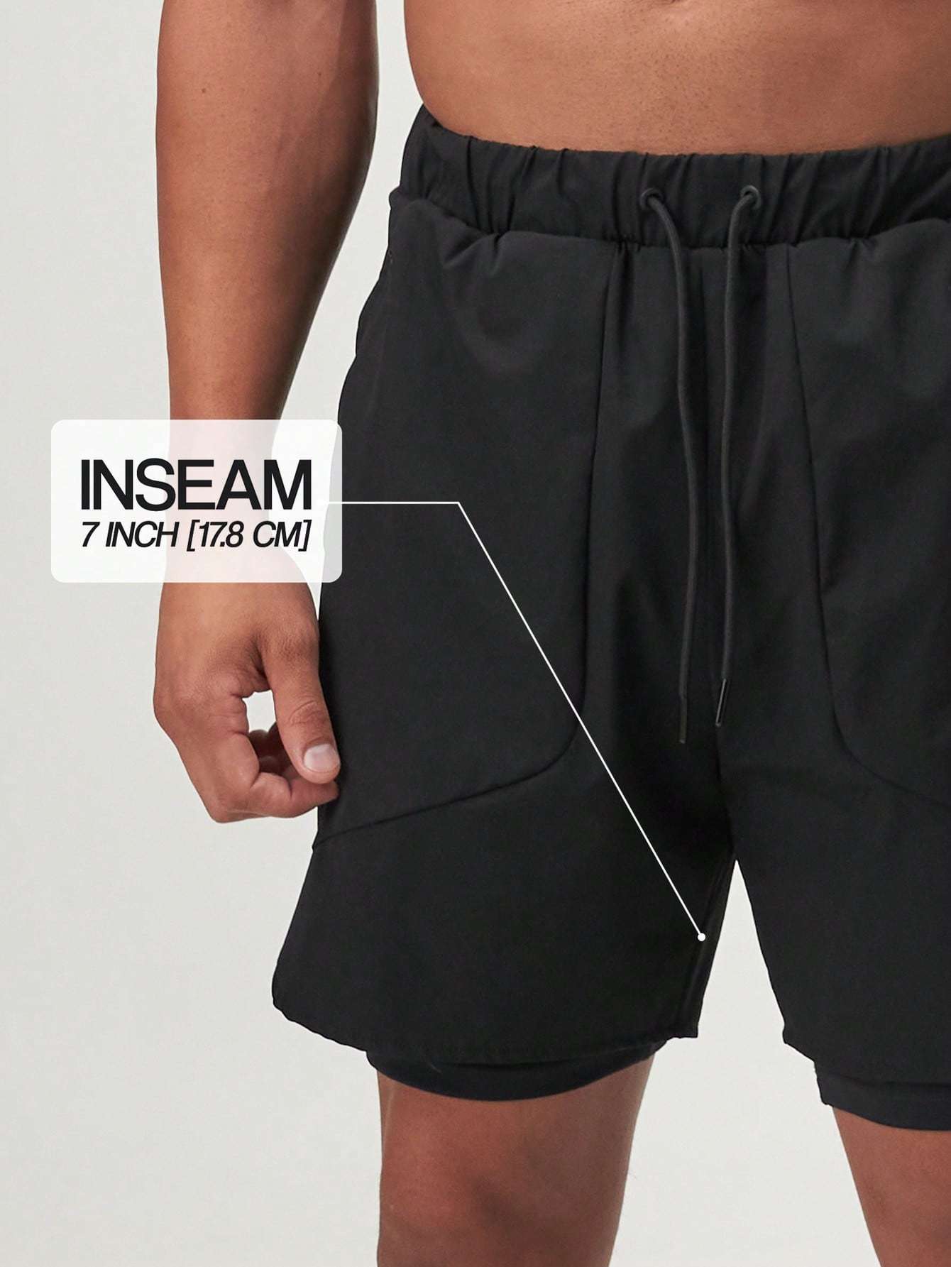 Men's Letter Print Drawstring Waist Double Layer Loose Fit Sports Shorts