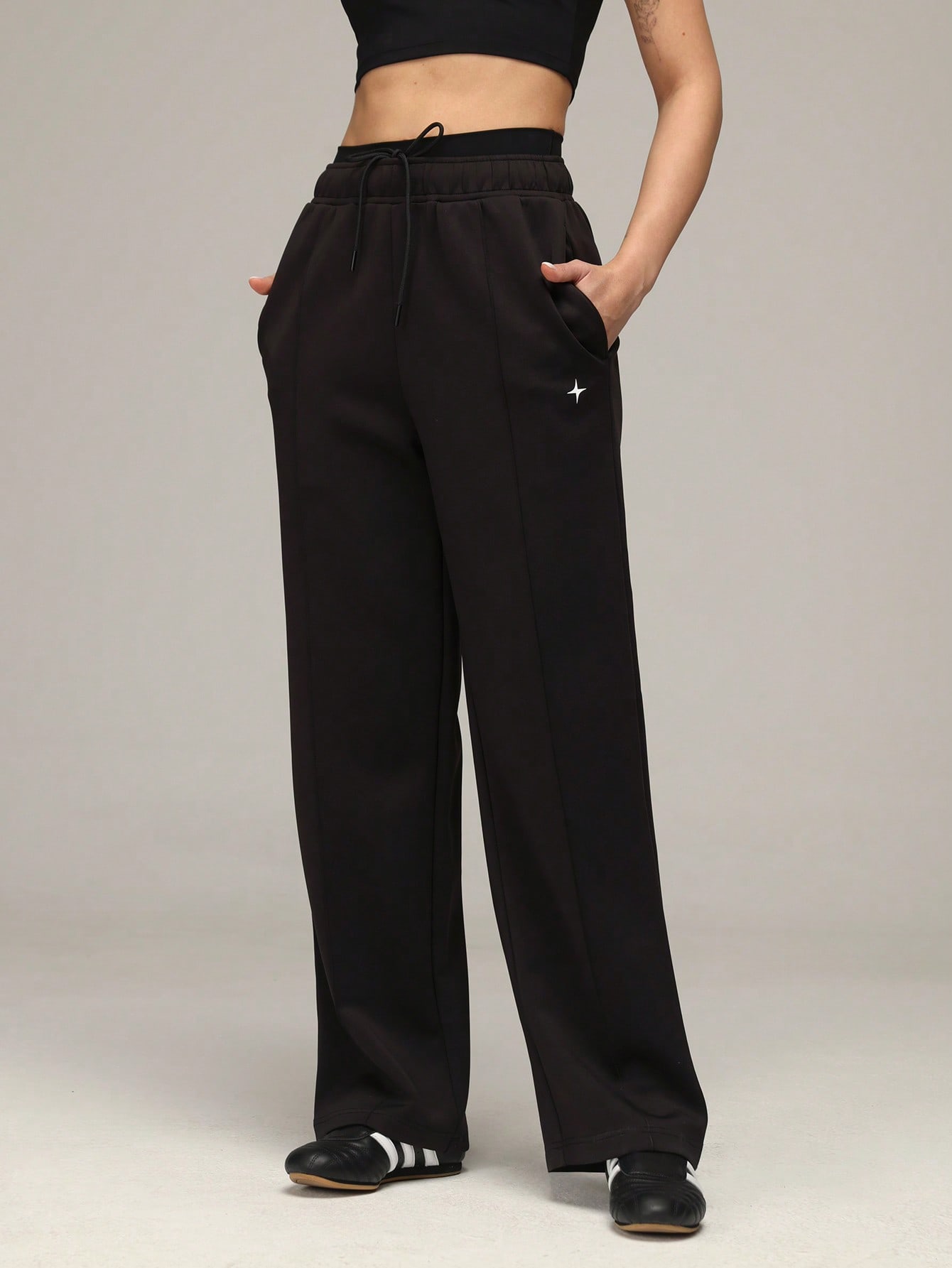 Sigmas Women's Doubel Faced Pintuck Straight Leg Sweatpant