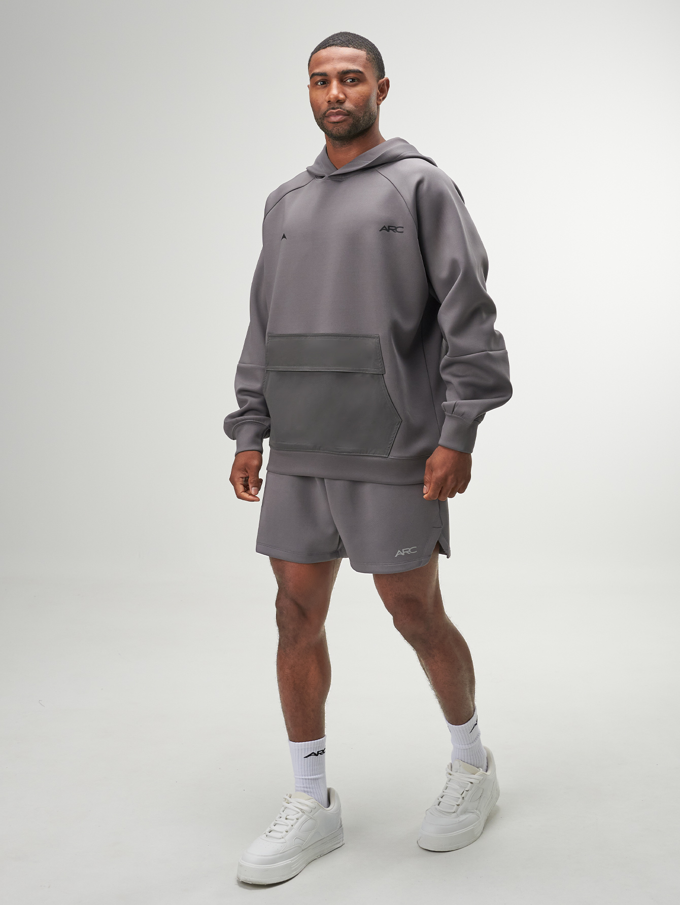 ARC Men's Letter Printed Hooded Casual Pullover Long Sleeve Sweatshirt With Pocket Hoodie Mengrey Hoodiemen Oversized Hoodieromwe Men Hoodie