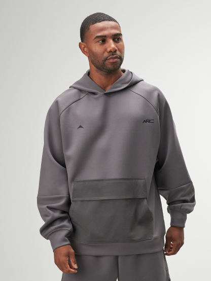 ARC Men's Letter Printed Hooded Casual Pullover Long Sleeve Sweatshirt With Pocket Hoodie Mengrey Hoodiemen Oversized Hoodieromwe Men Hoodie