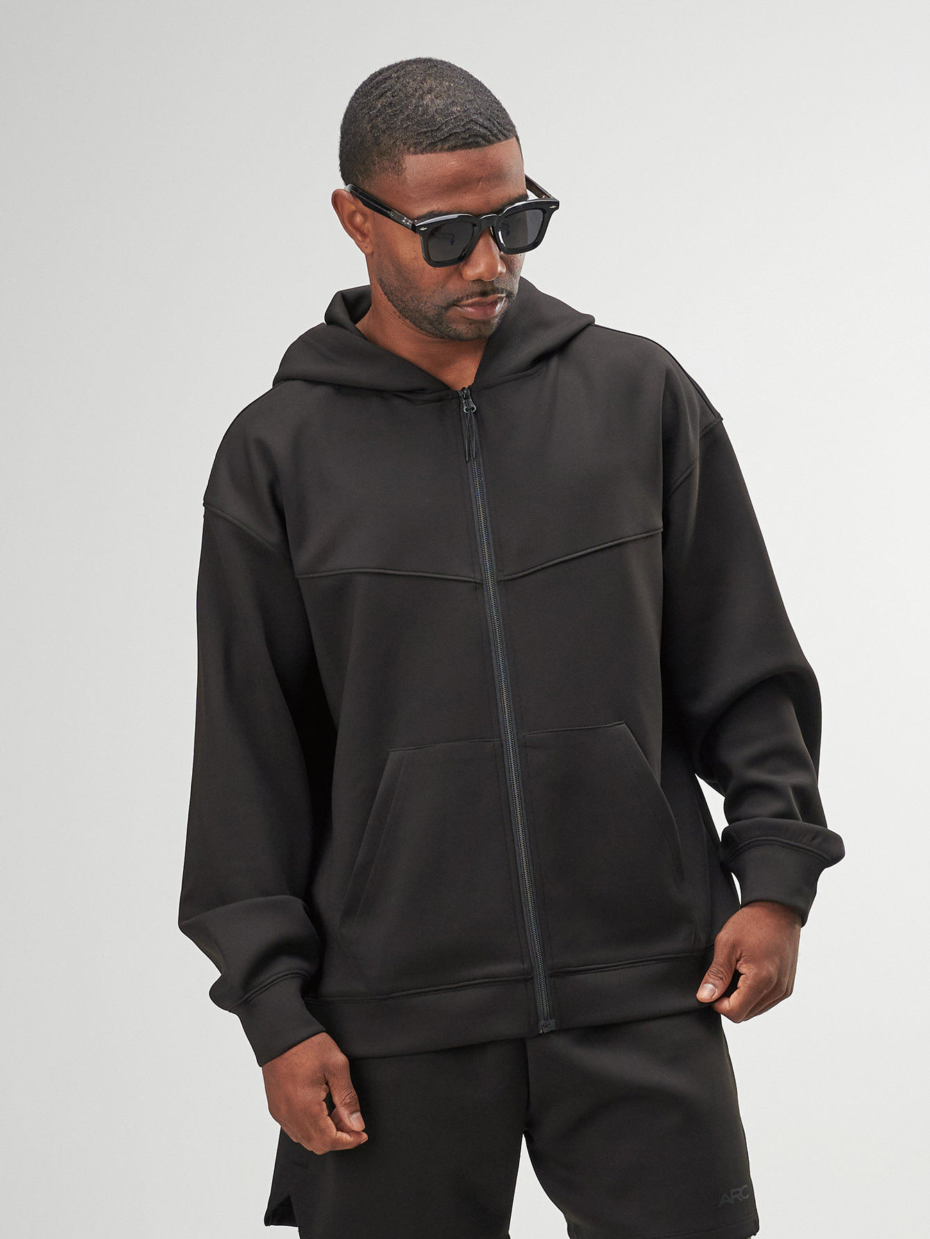 Arc Men'S Casual Oversized Fit Drop Shoulder Drawstring Zip Up Hoodies Loose Sweatshirt, Autumn/Winter