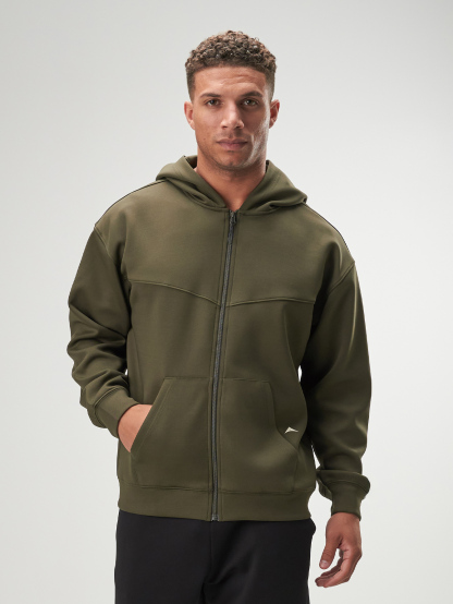 Arc Men'S Casual Oversized Fit Drop Shoulder Drawstring Zip Up Hoodies Loose Sweatshirt, Autumn/Winter