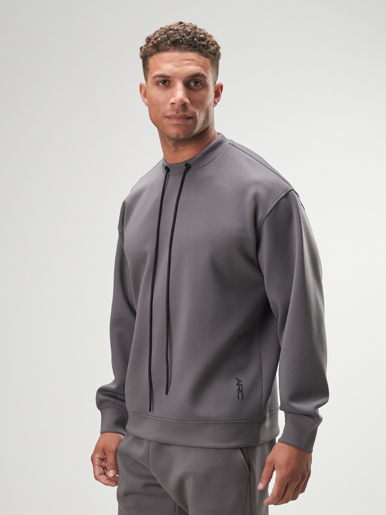 Arc Men'S Casual Crew Neck With Drawstring Design Long Sleeve Loose Sweatshirt With Pocket, Quick Dry, Autumn, Great Gift For Husband Or Boyfriend