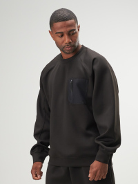 Arc Men'S Solid Color Crew Neck Raglan Sleeve Loose Casual Pullover Comfortable Sweatshirt With Zip Pocket, Autumn, Great Gift For Husband Or Boyfriend