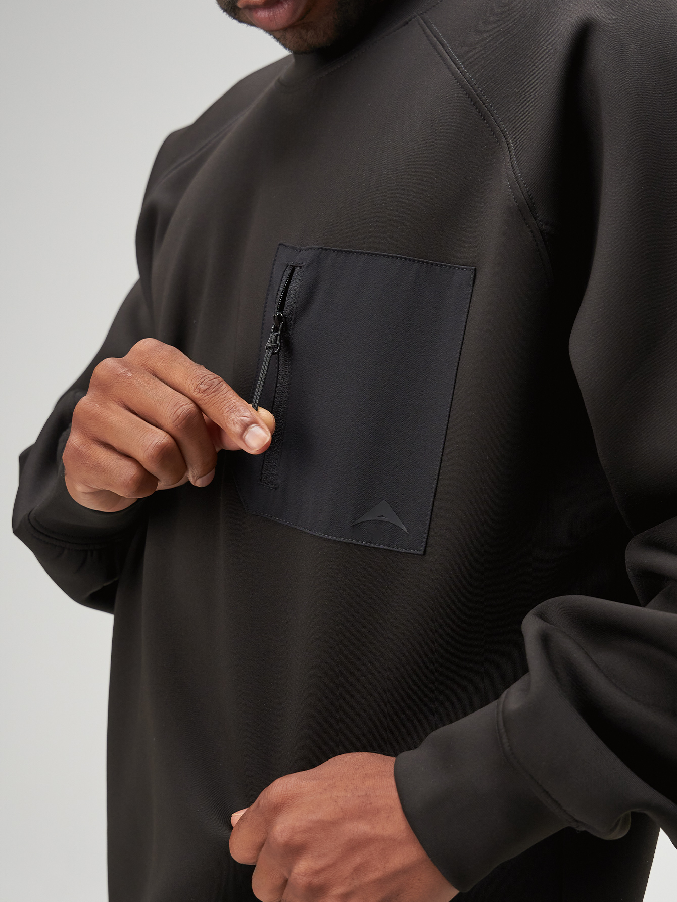 Arc Men'S Solid Color Crew Neck Raglan Sleeve Loose Casual Pullover Comfortable Sweatshirt With Zip Pocket, Autumn, Great Gift For Husband Or Boyfriend