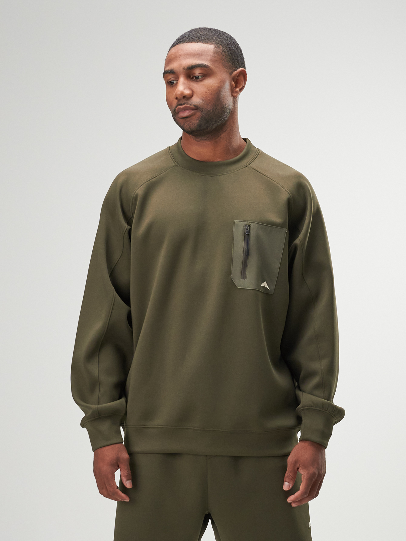 Arc Men'S Solid Color Crew Neck Raglan Sleeve Loose Casual Pullover Comfortable Sweatshirt With Zip Pocket, Autumn, Great Gift For Husband Or Boyfriend