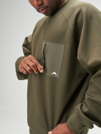 Arc Men'S Solid Color Crew Neck Raglan Sleeve Loose Casual Pullover Comfortable Sweatshirt With Zip Pocket, Autumn, Great Gift For Husband Or Boyfriend