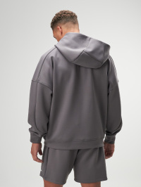 Men's Casual Gray Drop Shoulder Long Sleeve Zip Front Pocket Hoodie Sweatshirt, Autumn