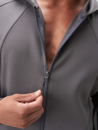 Men's Casual Gray Drop Shoulder Long Sleeve Zip Front Pocket Hoodie Sweatshirt, Autumn