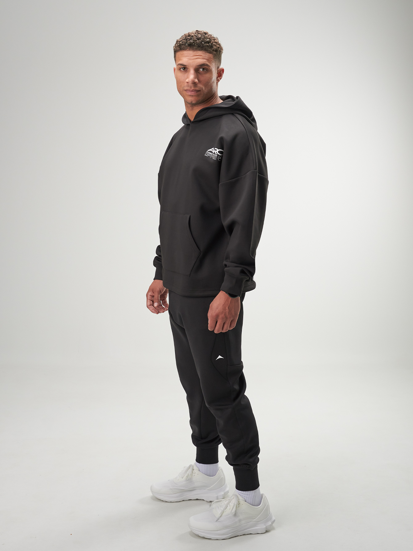 ARC Men's Casual Versatile Letter Print Hoodie Sweatshirt, Black