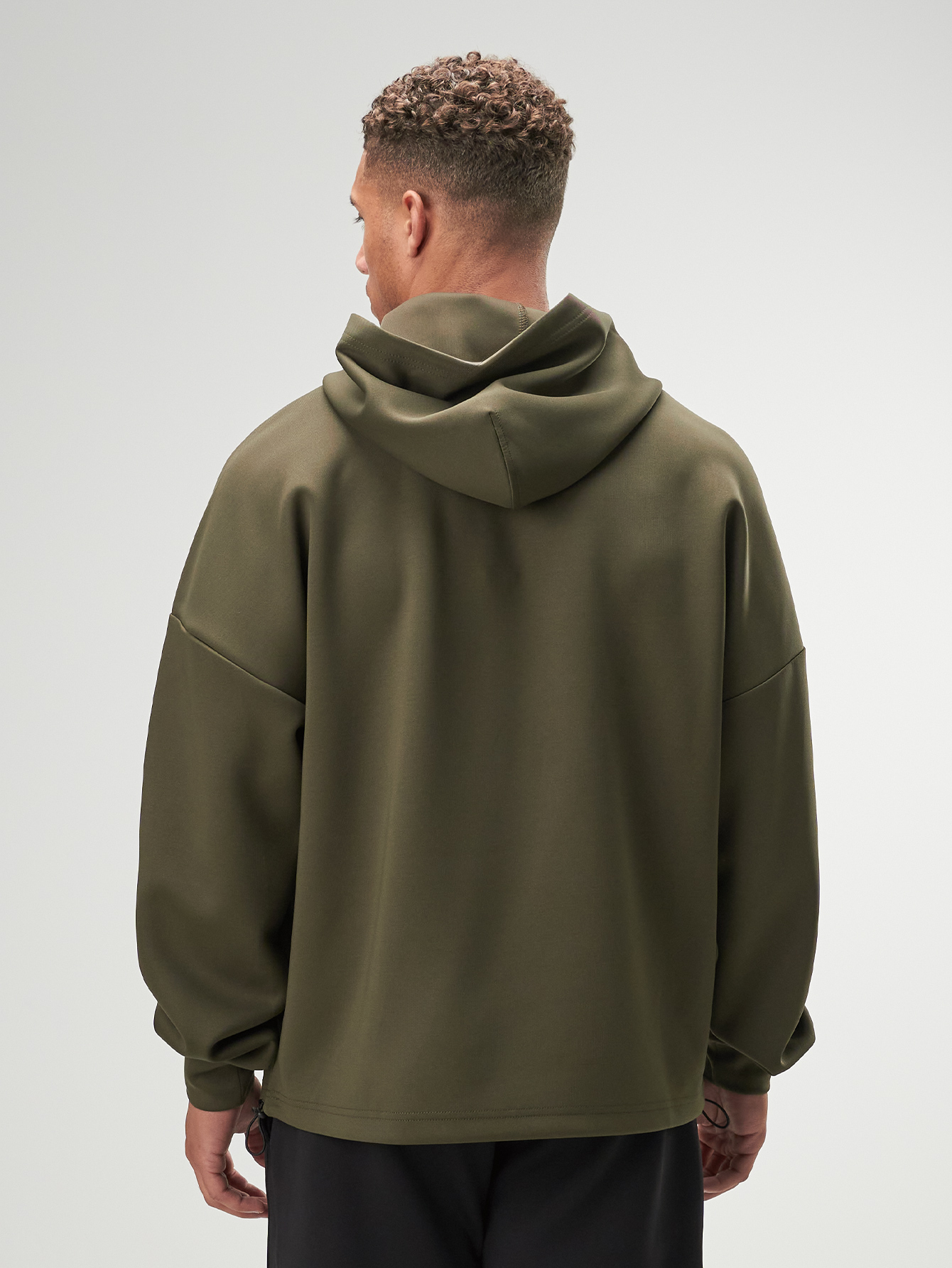 Men's Olive Green Slogan Print Drop Shoulder Long Sleeve Casual Hoodie, Autumn