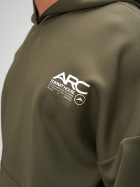 Men's Olive Green Slogan Print Drop Shoulder Long Sleeve Casual Hoodie, Autumn