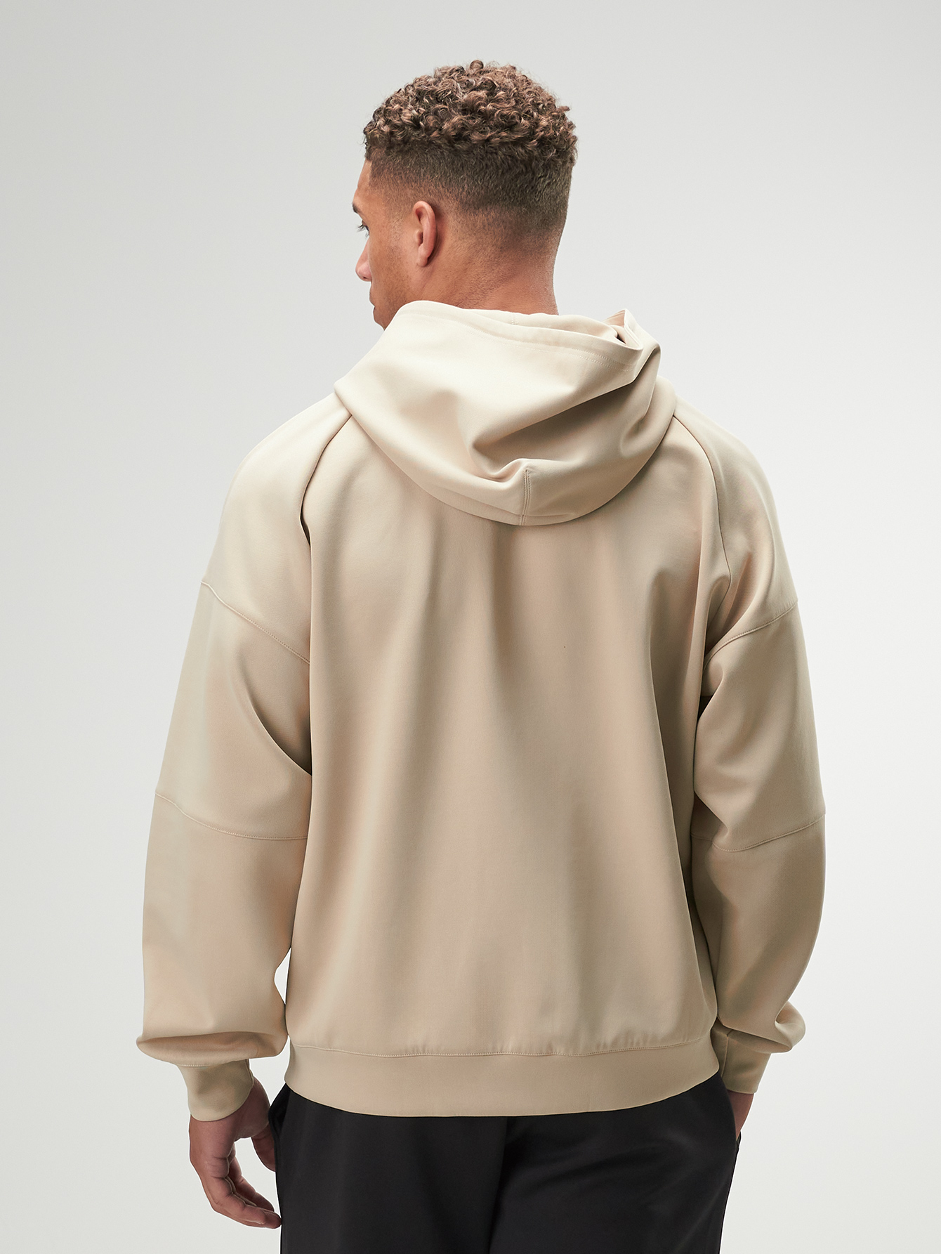 Men's Khaki Letter Print Raglan Sleeve Zip Front Casual Hoodie Sweatshirt, Autumn