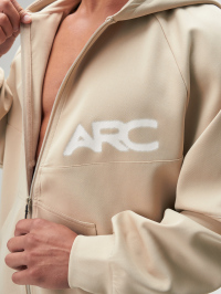 Men's Khaki Letter Print Raglan Sleeve Zip Front Casual Hoodie Sweatshirt, Autumn