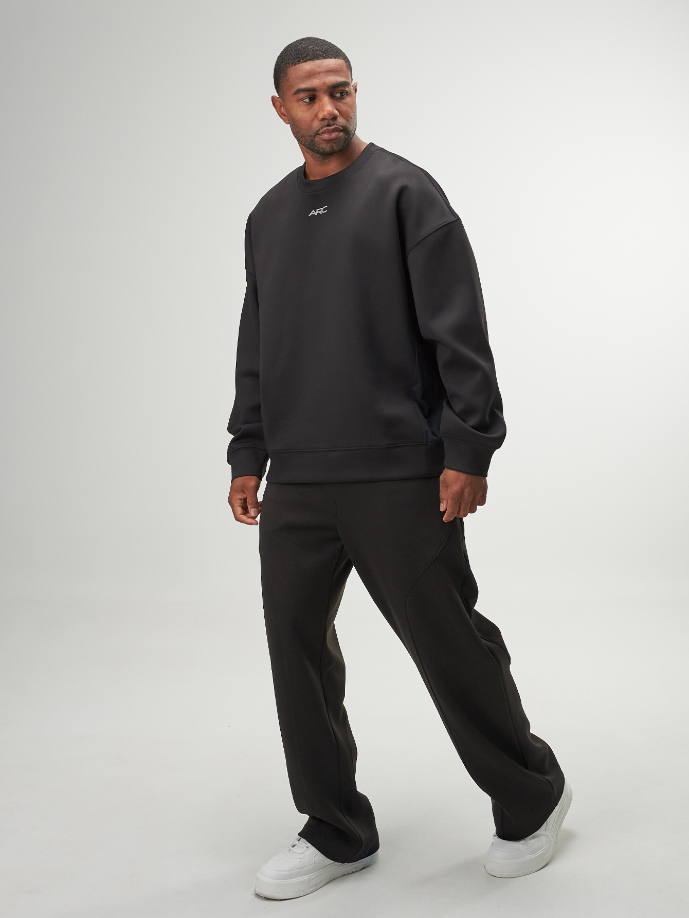 Men's Casual Letter Print Drop Shoulder Long Sleeve Crew Neck Sweatshirt, Autumn