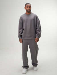 Men's Casual Versatile Simple Gray Crew Neck Sweatshirt