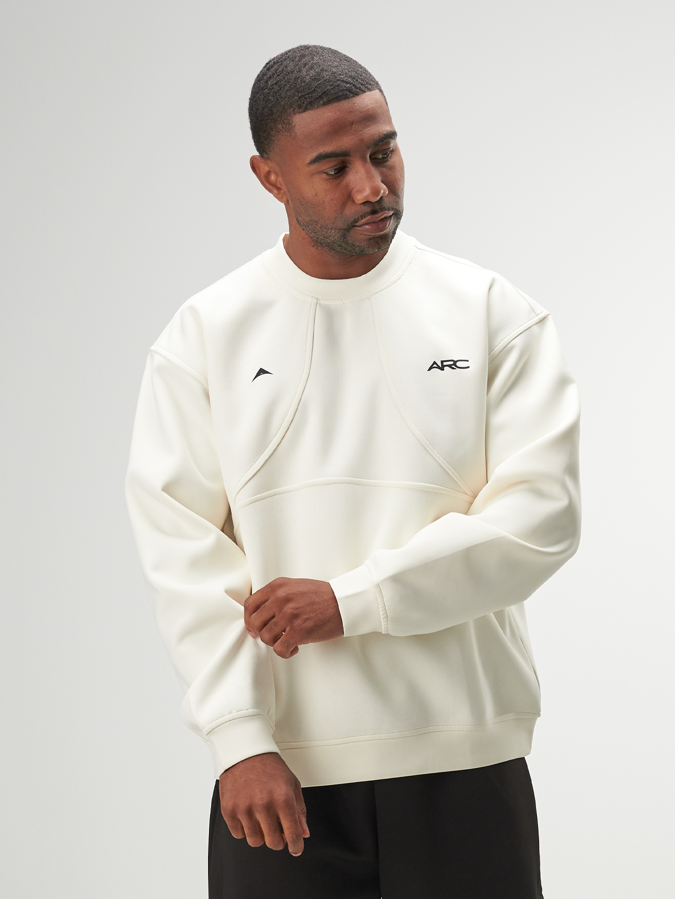ARC Activewear Oversized Crewneck Performance Top Gym Workout Jacket Pullover