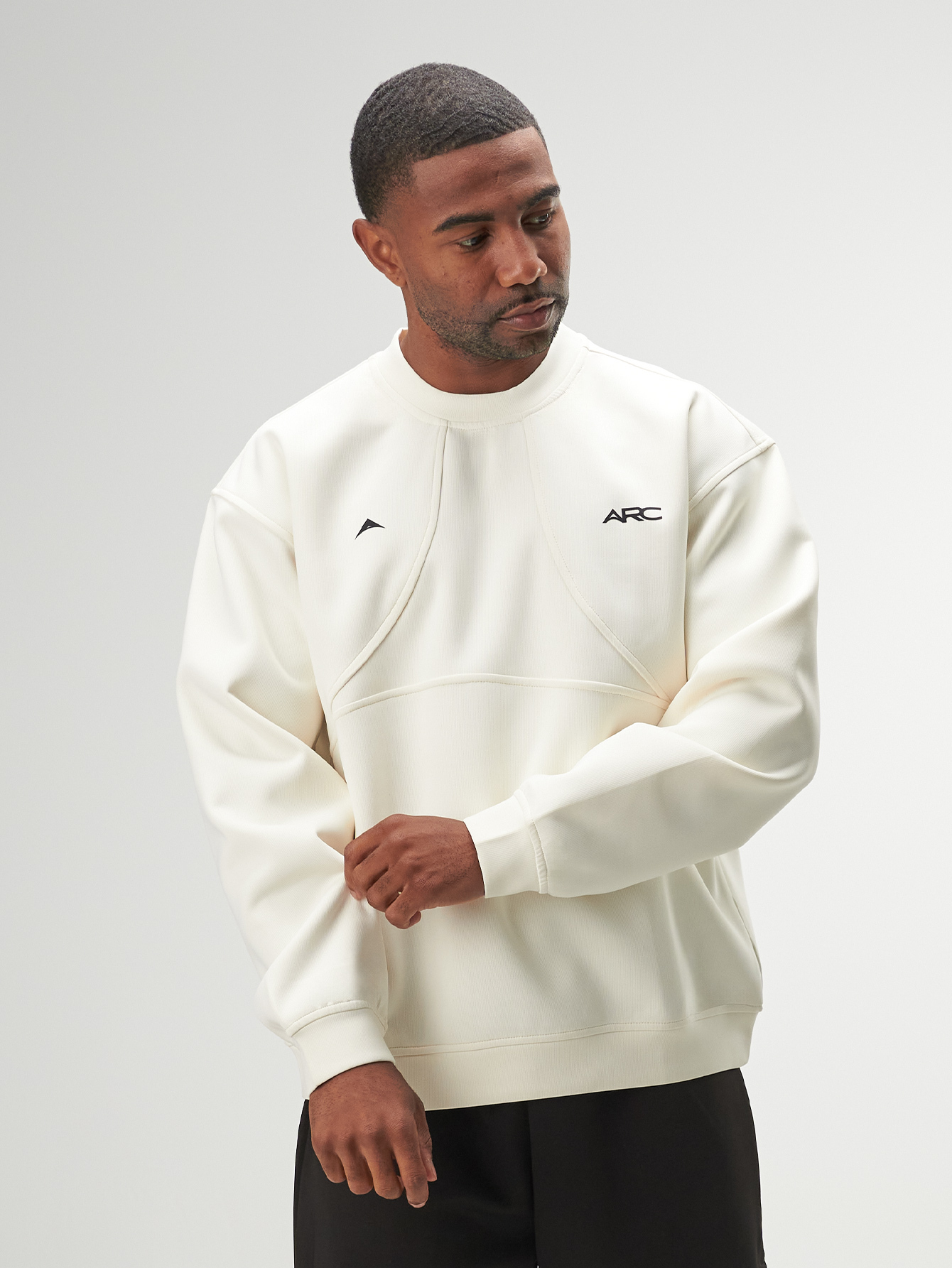 ARC Activewear Oversized Crewneck Performance Top Gym Workout Jacket Pullover