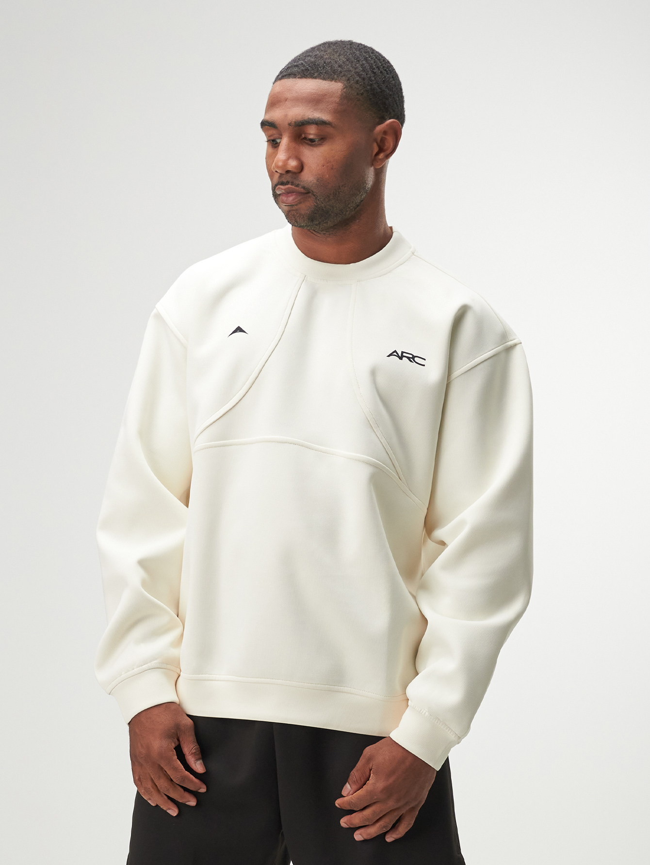 ARC Activewear Oversized Crewneck Performance Top Gym Workout Jacket Pullover