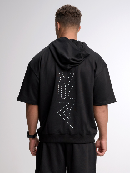 ARC Activewear Short Sleeve Oversized Hoodie Performance Top Gym Workout Jacket Pullover