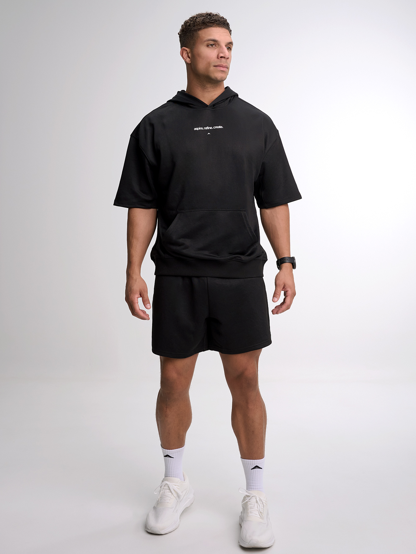 ARC Activewear Short Sleeve Oversized Hoodie Performance Top Gym Workout Jacket Pullover
